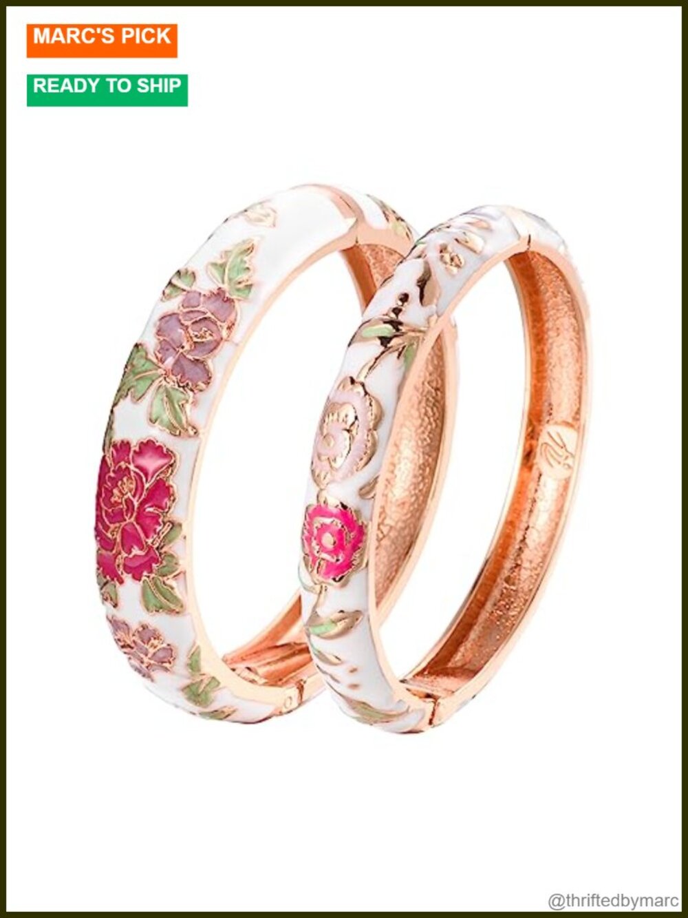 Cloisonne Enamel Bangle Bracelet Set of 2 for Women Gift